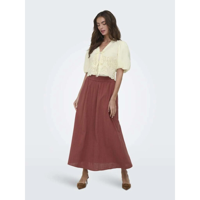 Only Onlbryson s/s short emb tie top wvn lemon icing 15371045-285495 large