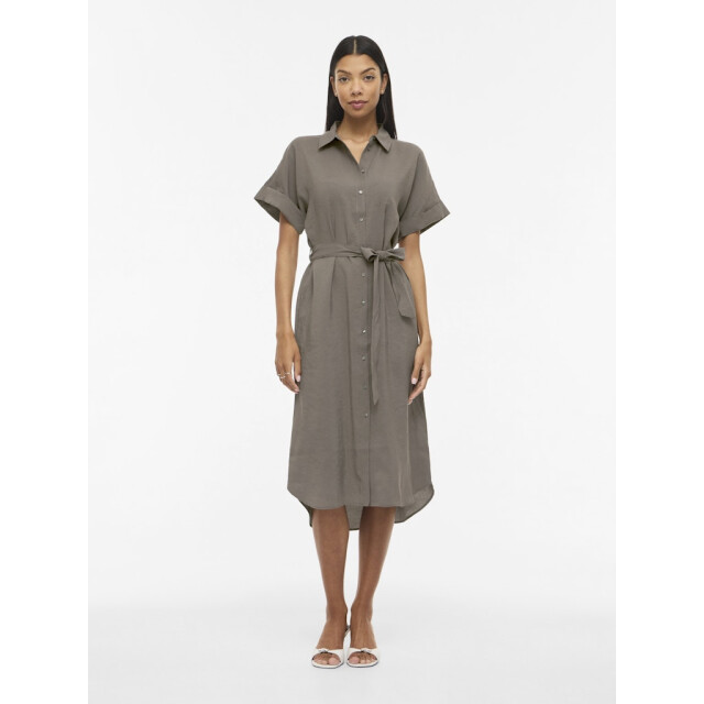 Vila Vihula ss midi shirt dress noos taupe 4429.77.0003 large