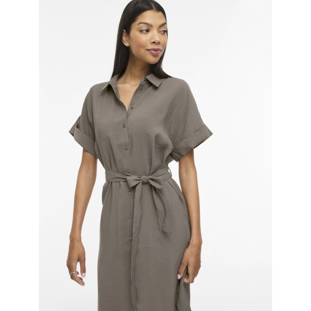 Vila Vihula ss midi shirt dress noos taupe 4429.77.0003 large