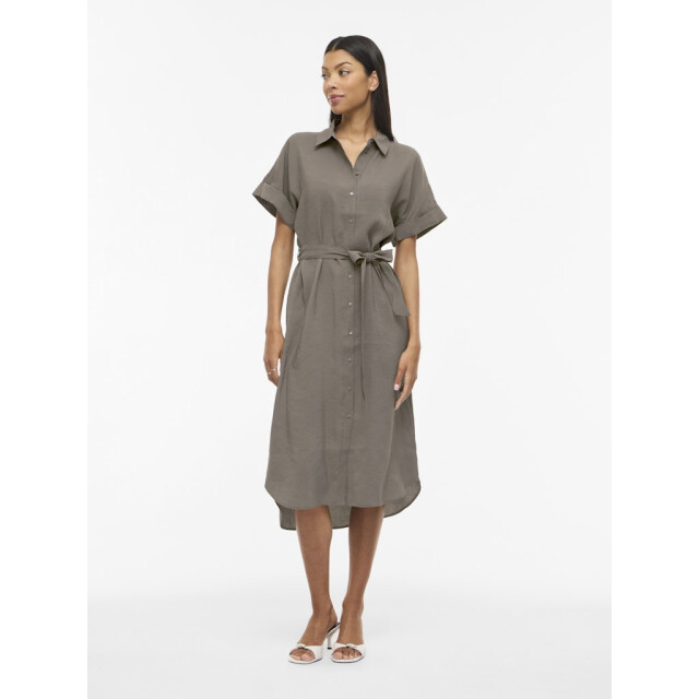 Vila Vihula ss midi shirt dress noos taupe 4429.77.0003 large
