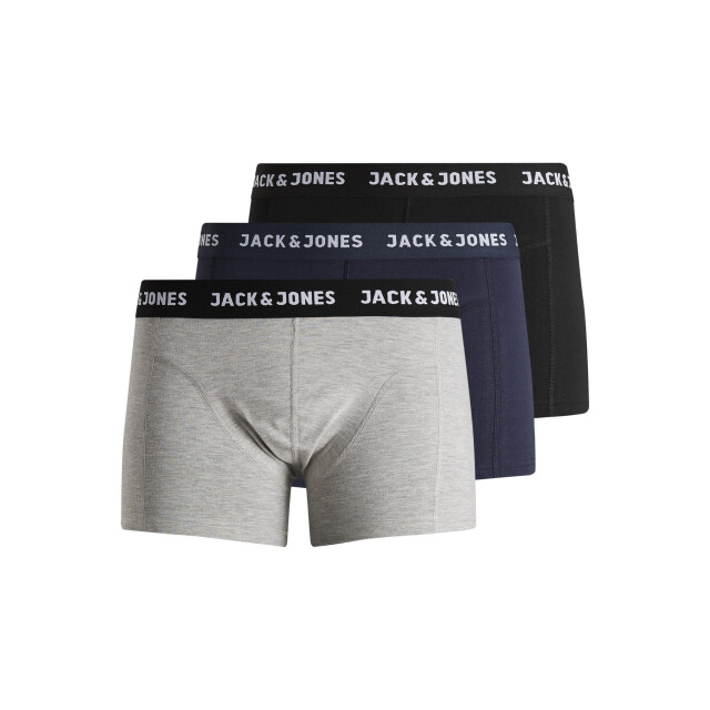 Jack & Jones Heren boxershorts trunks jacanthony 3-pack effen grijs/donkerblauw/zwart 12160750-Black large