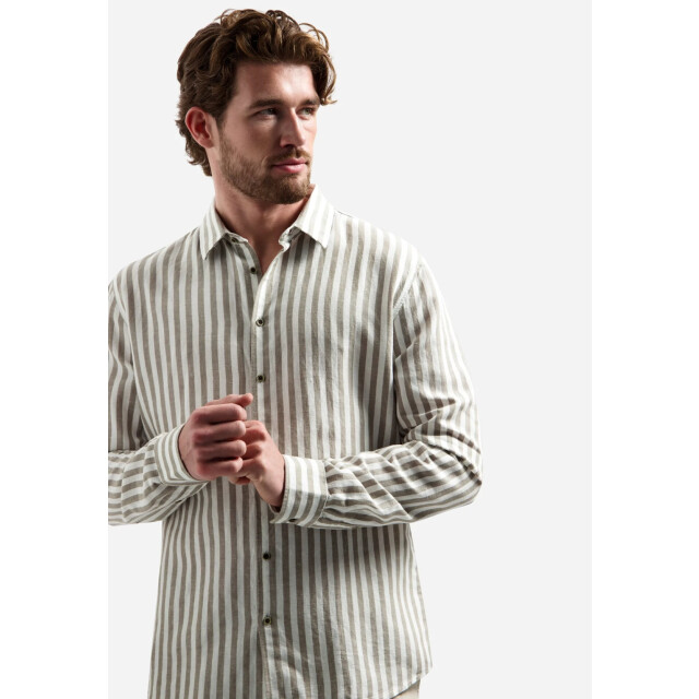 No Excess Shirt vertical big stripe with line taupe 31470224-044 large