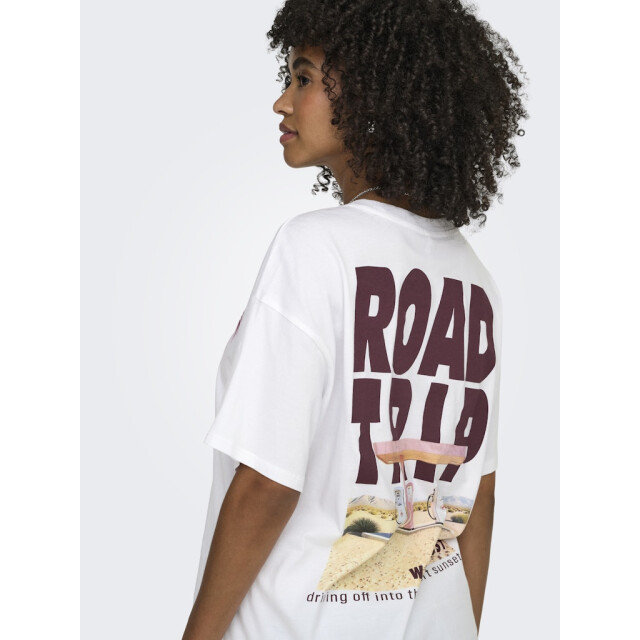 Only onlmila s/s print box jrs 15372177 bright white mila road trip 06011.100.0280 large