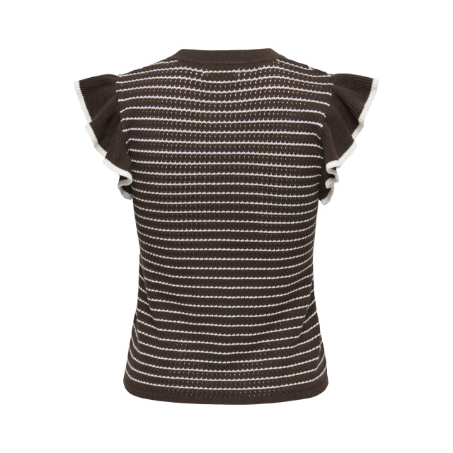 Jacqueline de Yong carice s/l frill pullover knt no 15360345 chocolate brown 06010.880.0015 large