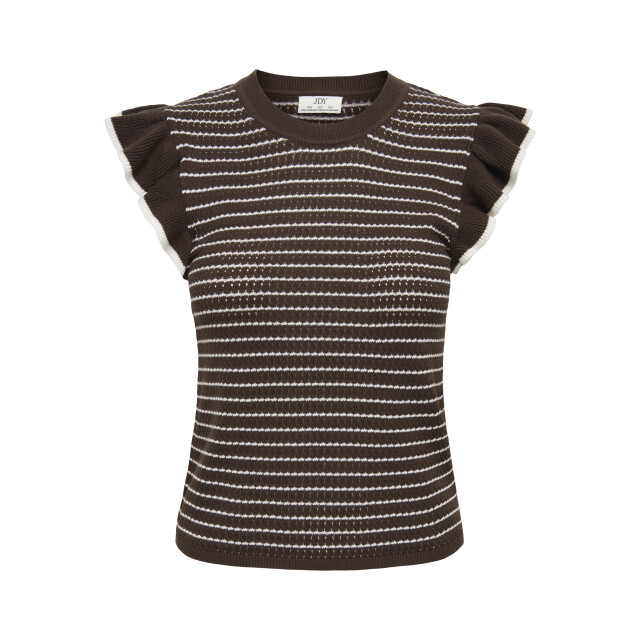 Jacqueline de Yong carice s/l frill pullover knt no 15360345 chocolate brown 06010.880.0015 large