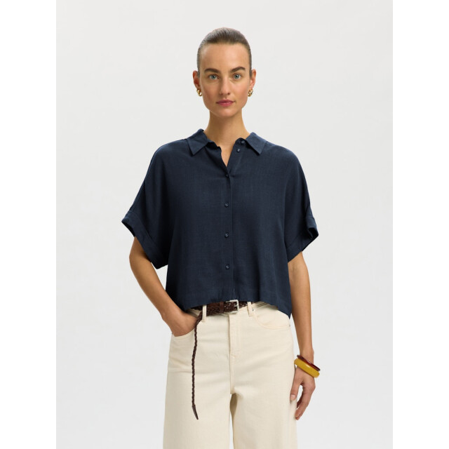 Selected Femme slwviva ss cropped sun shirt noos 16093937 dark sapphire 06613.240.0089 large