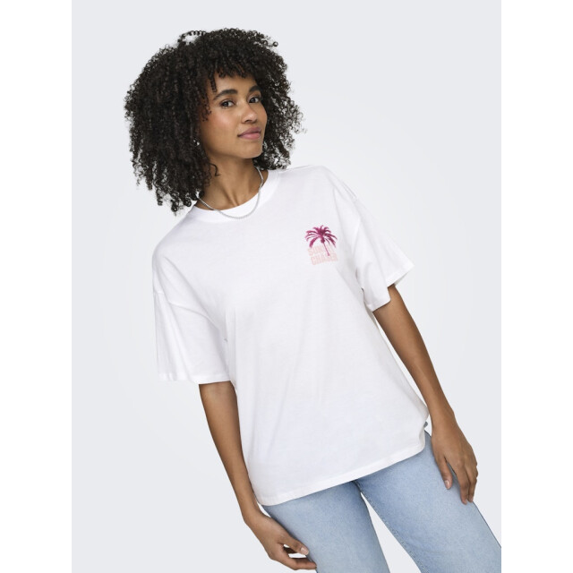 Only onlmila s/s print box jrs 15372177 bright white mila road trip 06011.100.0280 large