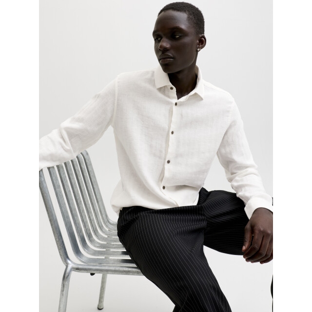 Jack & Jones jprblaparker linen blend l/s shirt 12292161 cloud dancer 05631.198.0014 large