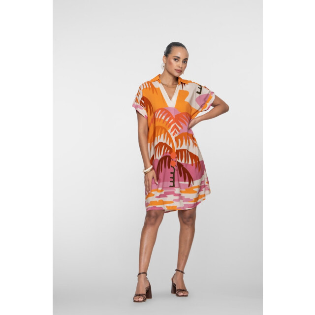 Geisha dress palmtree 67357-70 420 pink/coral 06313.615.0009 large