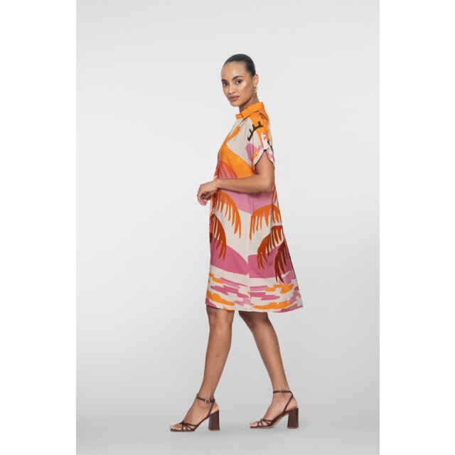 Geisha dress palmtree 67357-70 420 pink/coral 06313.615.0009 large