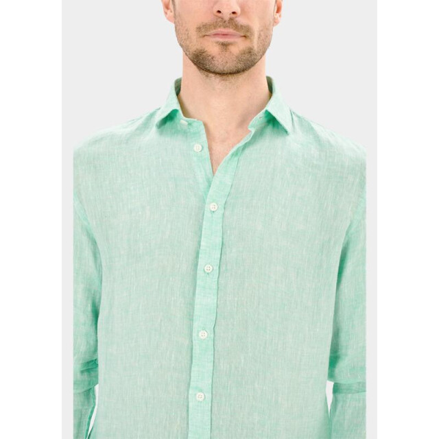 Blue Coast Casual hemd lange mouw 100% linnen, regular fit 118l/0045 verde 184884 large