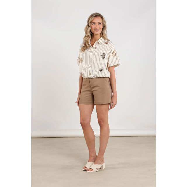 Nukus Nks02136 143 leia blouse stripe paillet offwhite/fango NKS02136 143 large