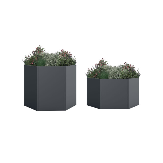 Westmann Varia verhoogde plantenbak set 2 stuks zeshoekig metaal 52 en 77 cm 3573854 large