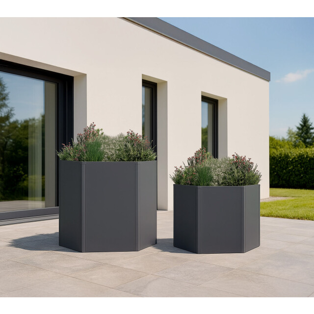 Westmann Varia verhoogde plantenbak set 2 stuks zeshoekig metaal 52 en 77 cm 3573854 large