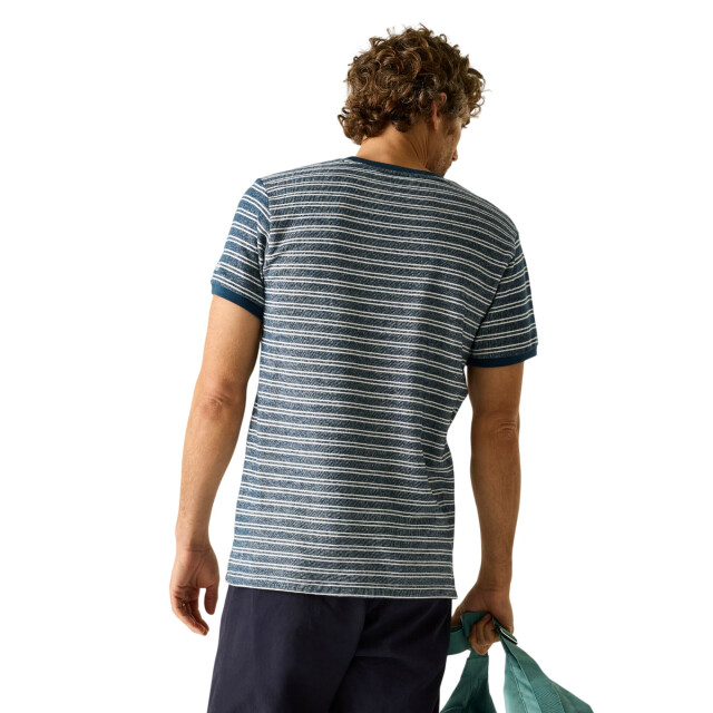 Regatta Heren benlin gestreept t-shirt UTRG12580_moonlightdenimgreywhite large