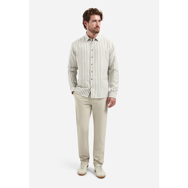 No Excess Shirt vertical big stripe with linen zand dessin 5309.06.0020 large