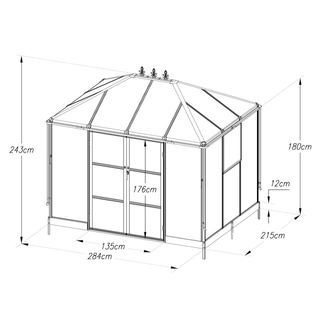 Westmann Suprema m aluminium orangerie broeikas 215x284x243 cm 3574667 large