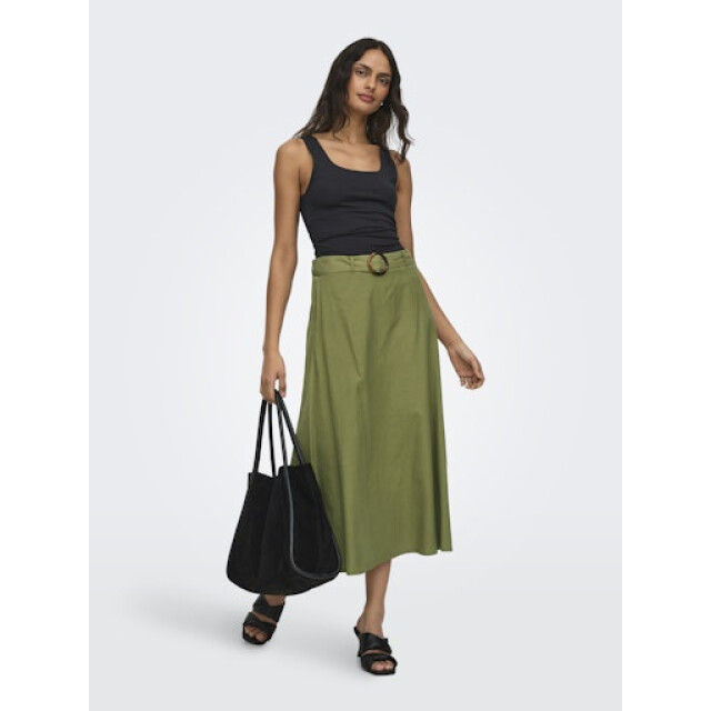 Jacqueline de Yong milan linen hw belted skirt wvn 15366394 olive drab 06415.368.0156 large