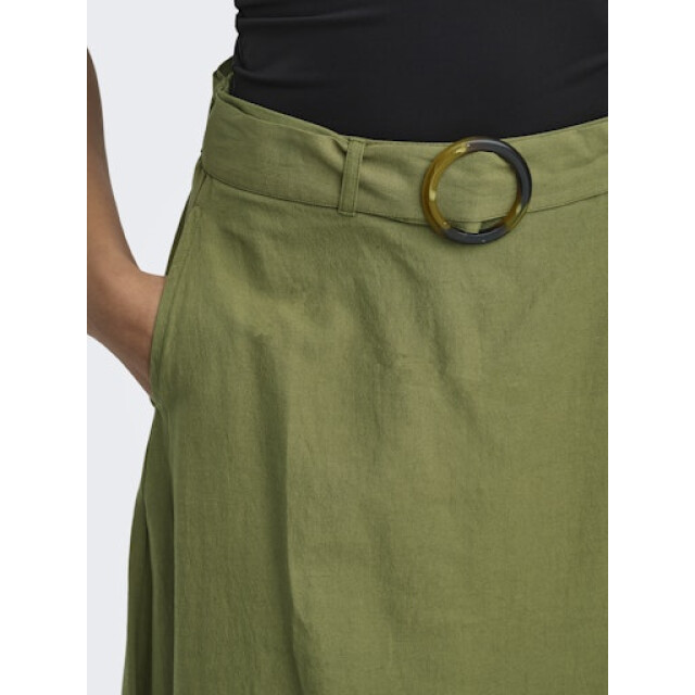 Jacqueline de Yong milan linen hw belted skirt wvn 15366394 olive drab 06415.368.0156 large