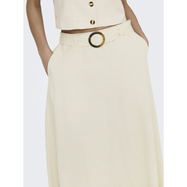 Jacqueline de Yong milan linen hw belted skirt wvn 15366394 oatmeal 06415.941.0156 large