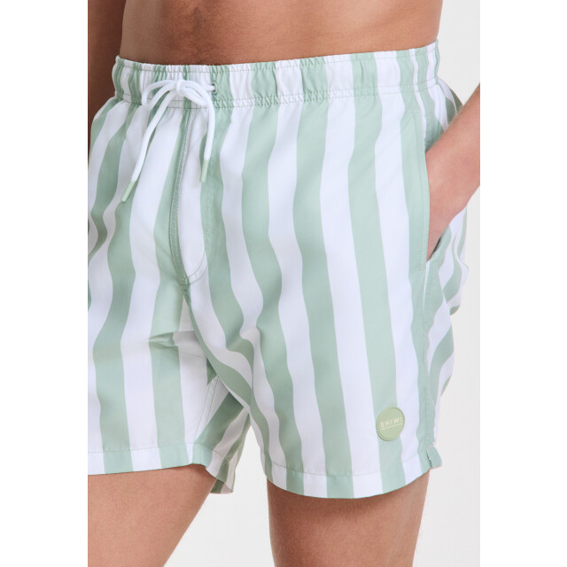 Shiwi Heren zwemshort broad stripe lichtgroen/wit 1441100200-7810 large