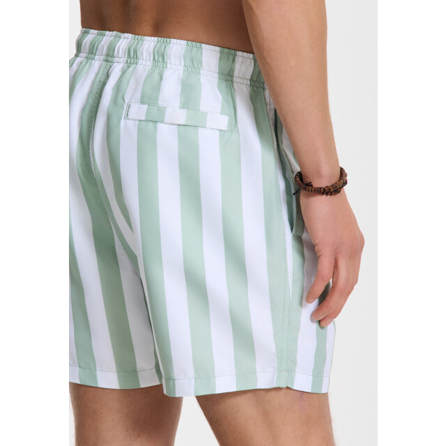 Shiwi Heren zwemshort broad stripe lichtgroen/wit 1441100200-7810 large