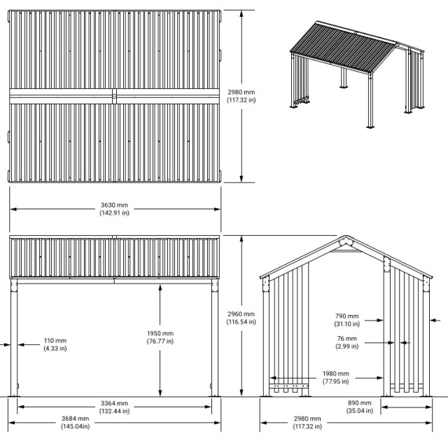 Sojag Lito 1012 paviljoen van aluminium 3x3,7 m houtlook 3577792 large