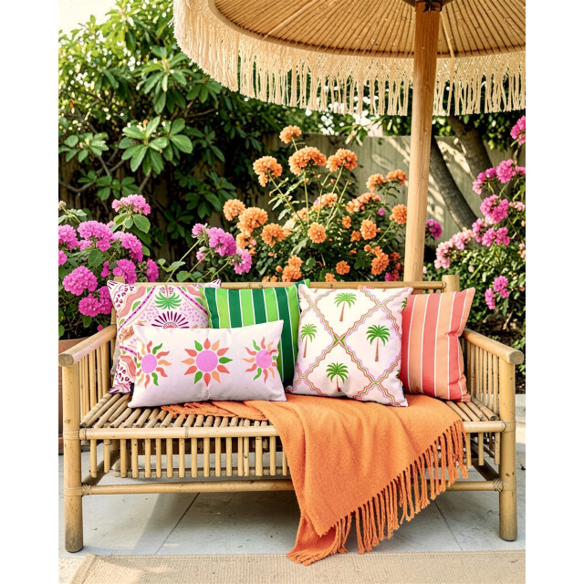 NOVÉE Sierkussen sunset stripe green outdoor | 45x45 cm | katoen/polyester 3620068 large