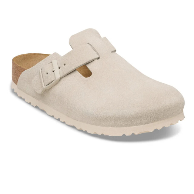 Birkenstock Boston suède beige smal voetbed unisex instapper 1031662 large