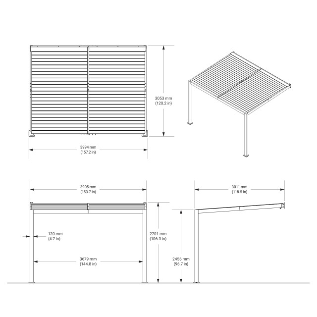 Sojag Wall hana louvre aluminium terrasoverkapping met lamellendak 3579160 large