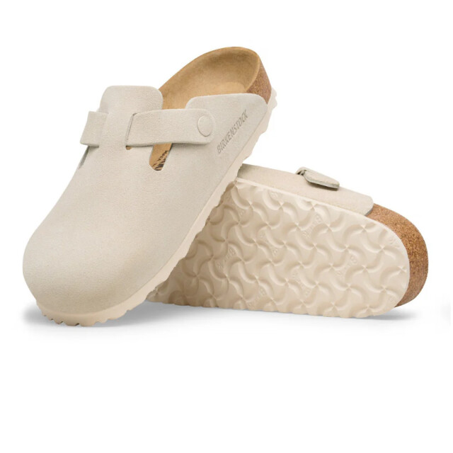 Birkenstock Boston suède beige smal voetbed unisex instapper 1031662 large