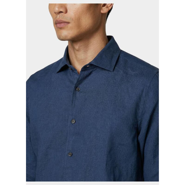 Bos Bright Blue Casual hemd lange mouw linnen shirt 5405.426/235 199756 large