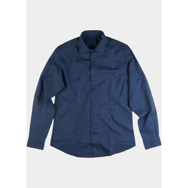 Bos Bright Blue Casual hemd lange mouw linnen shirt 5405.426/235 199756 large