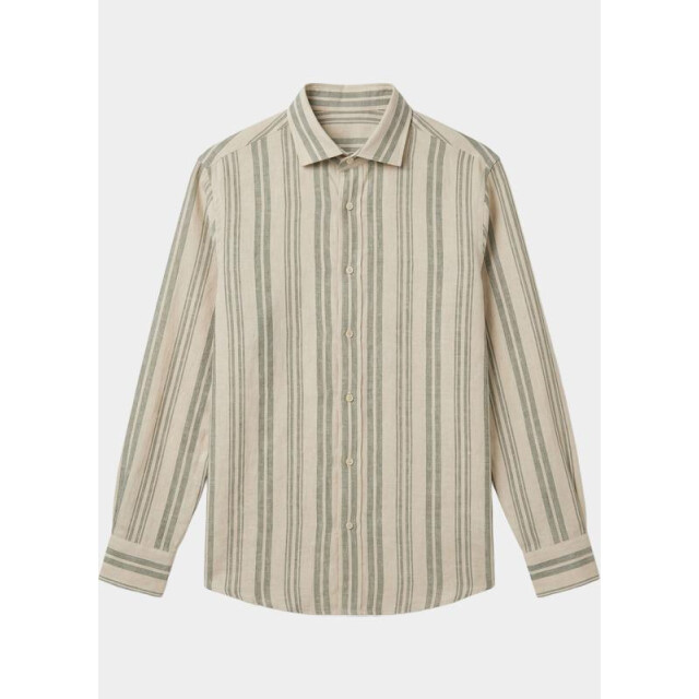 Bos Bright Blue Casual hemd lange mouw linnen shirt 5401.426/2d 199767 large