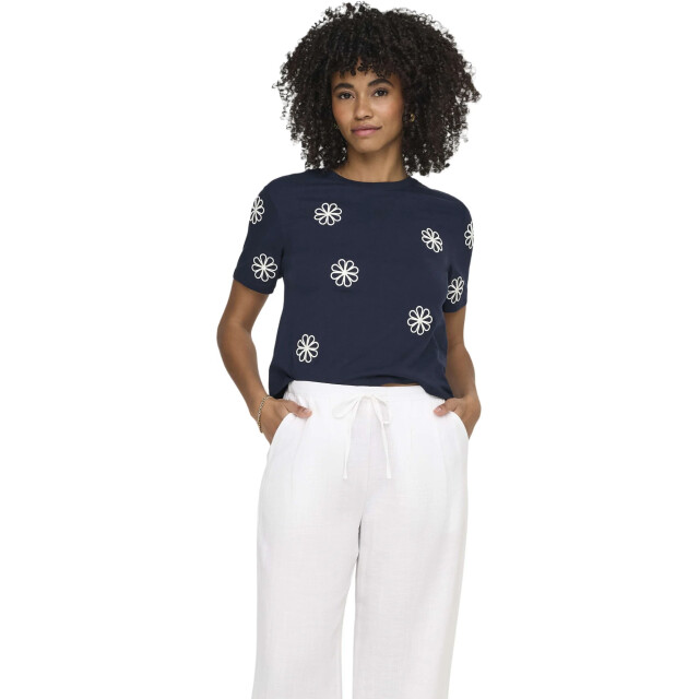 Only Onlmarisse s/s emb top box jrs navy blazer/flower 15372099-186699001 large