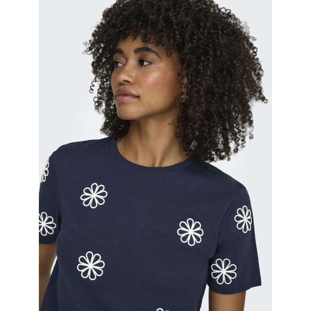 Only Onlmarisse s/s emb top box jrs navy blazer/flower 15372099-186699001 large