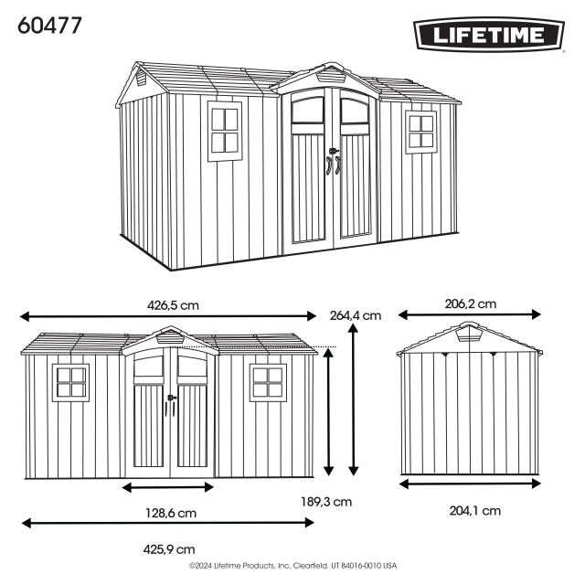 Lifetime Kentucky kunststof tuinschuur met vloer 206x427 cm - 3580686 large