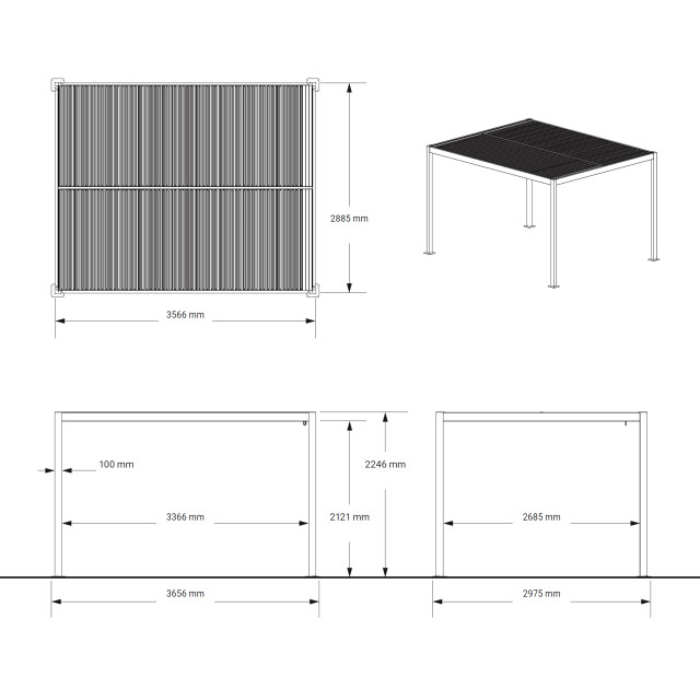 Sojag Milo stalen pergola met lamellendak 3x3,5 m - 3580849 large