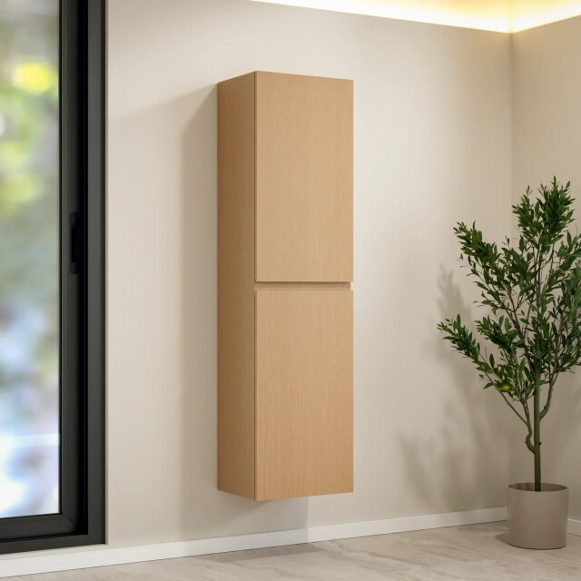 Mirlux Badkamermeubel set monaco 100cm licht eiken wastafel zwart pre-order 3586241 large