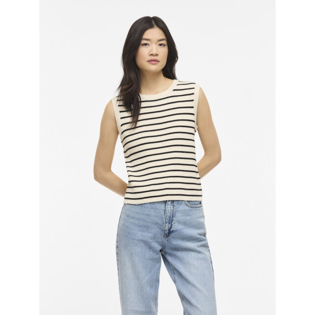 Vila Vimalu rib sl o-neck knit top ecru dessin 4381.08.0016 large