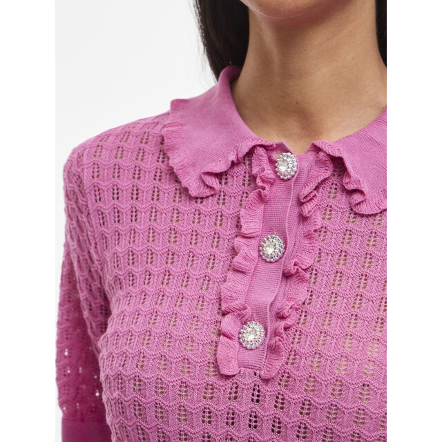 Vila Vinora polo 24 pointelle knit toprc fuchsia 4369.56.0012 large
