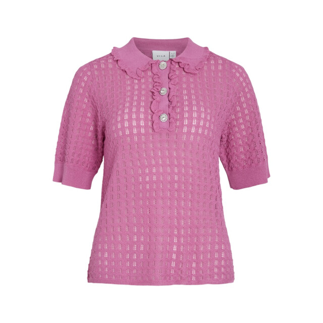 Vila Vinora polo 24 pointelle knit toprc fuchsia 4369.56.0012 large