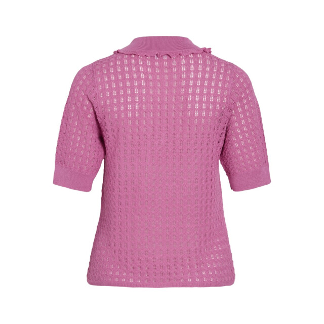Vila Vinora polo 24 pointelle knit toprc fuchsia 4369.56.0012 large