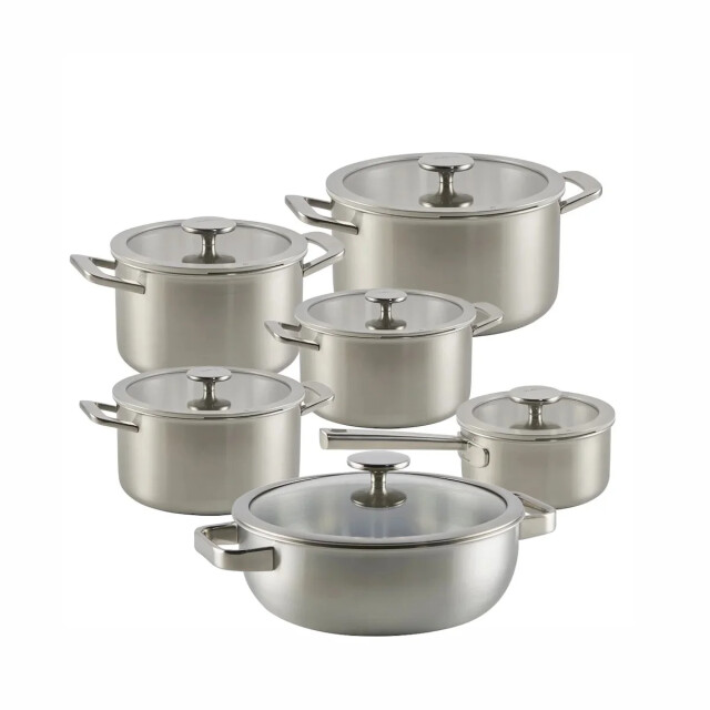 Habonne Allure pannenset downdraft 6 delig 5 ply rvs met glasdeksel 8721249470752 large
