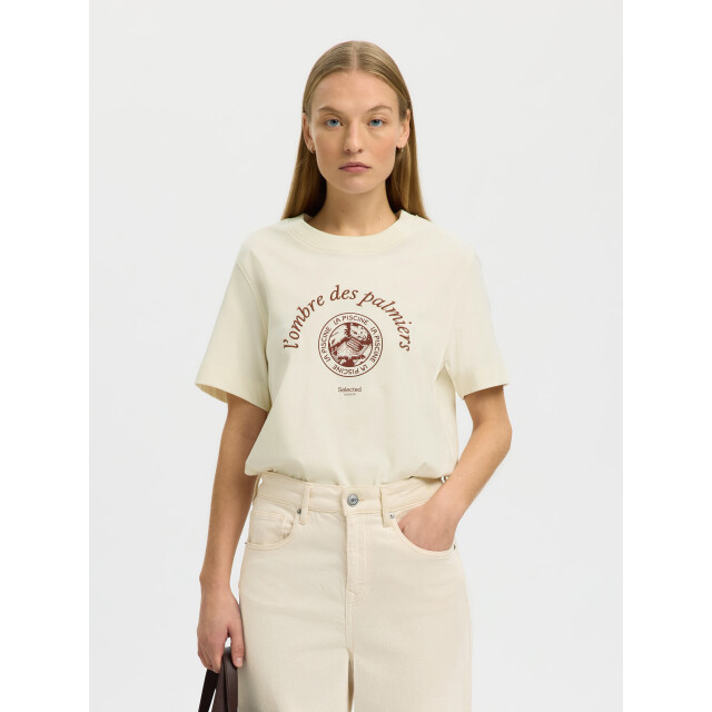 Selected Femme slfelisa ss tee 16101473 egret potters clay 06011.198.0204 large