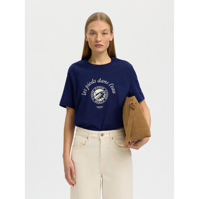 Selected Femme slfelisa ss tee 16101473 ocean cavern egret 06011.211.0099 large