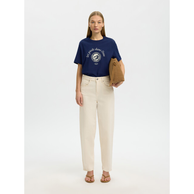 Selected Femme slfelisa ss tee 16101473 ocean cavern egret 06011.211.0099 large