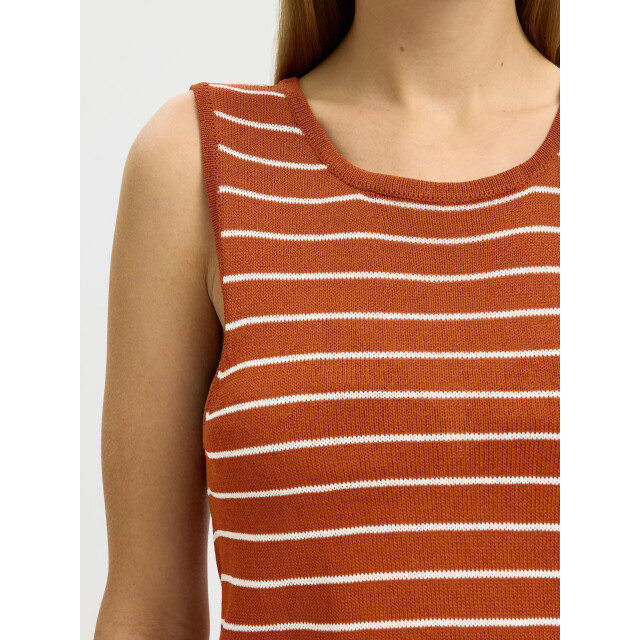 Selected Femme slfmoon sus sl knit top b 16093769 potters clay stripes 06010.149.0014 large