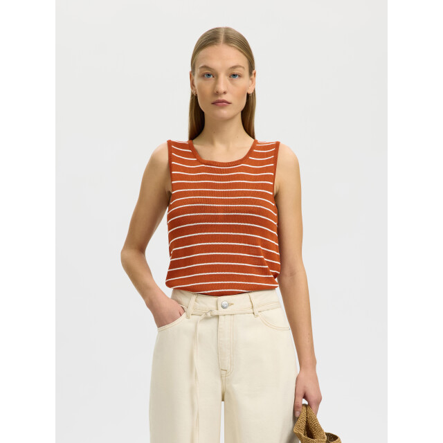 Selected Femme slfmoon sus sl knit top b 16093769 potters clay stripes 06010.149.0014 large
