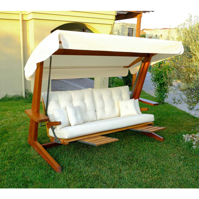 Westmann 4-persoons houten verandaschommel luna 2600 creme 3585423 large